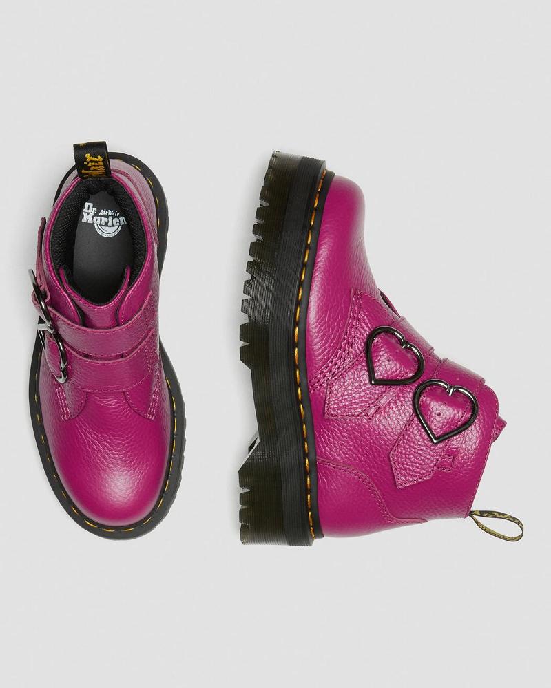 Dr Martens Devon Heart Leren Platform Laarzen Dames Roze | NL 546DFM